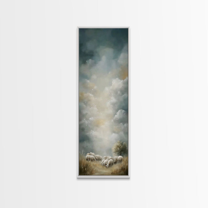 Pastoral Dawn Grace,Framed Canvas Print,Christian Art Canvas,Tall Skinny Art Print,Christian Christmas Art,Jesus Wall Art,Christian Decor