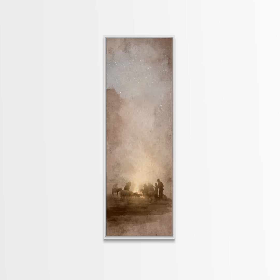 Desert Watch Glow - Framed Canvas Print - Christian Art Canvas - Tall Skinny Art Print - Christmas Art - Jesus Painting - Christian Decor