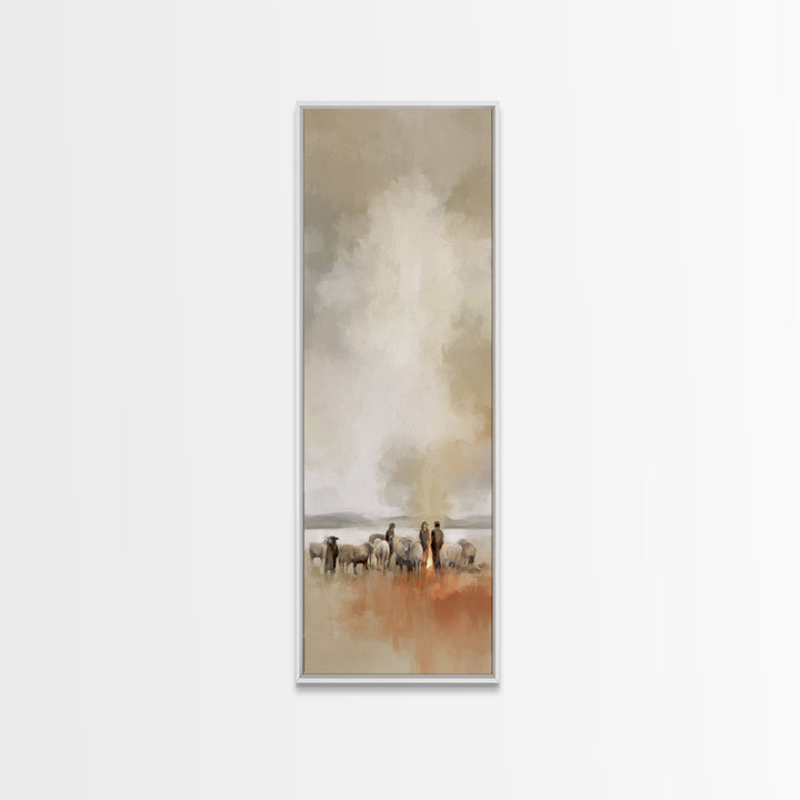 Shepherds Of Dawn | Framed Canvas Print | Christian Wall Art | Christian Art Canvas | Jesus Painting | Tall Narrow Wall Art | Christian Chr