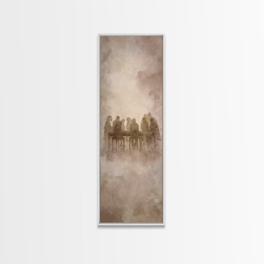 Heavenly Table Gathering | Framed Canvas Print | Christian Art Canvas | Christian Wall Art | Jesus Painting | Narrow Art | Christian Gift I