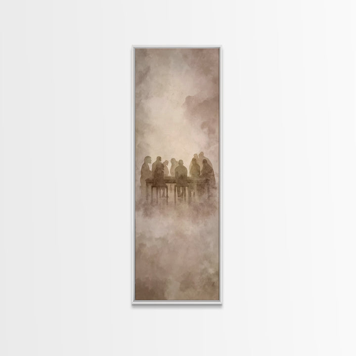 Heavenly Table Gathering | Framed Canvas Print | Christian Art Canvas | Christian Wall Art | Jesus Painting | Narrow Art | Christian Gift I