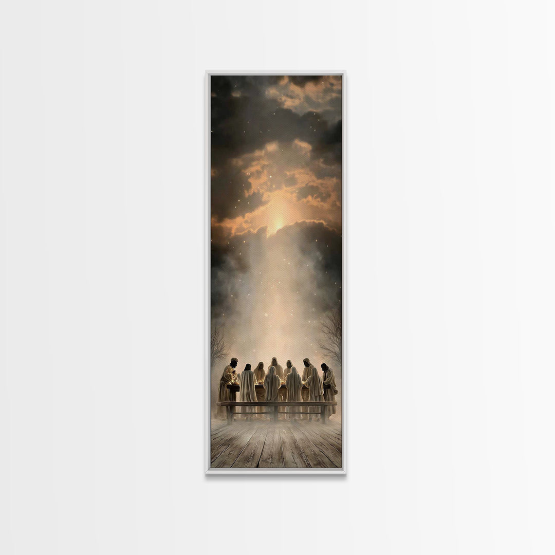 Twilight Communion | Framed Canvas Print | Christian Art Canvas | Christian Wall Art | Jesus Painting | Skinny Art | Christian Christmas Ar
