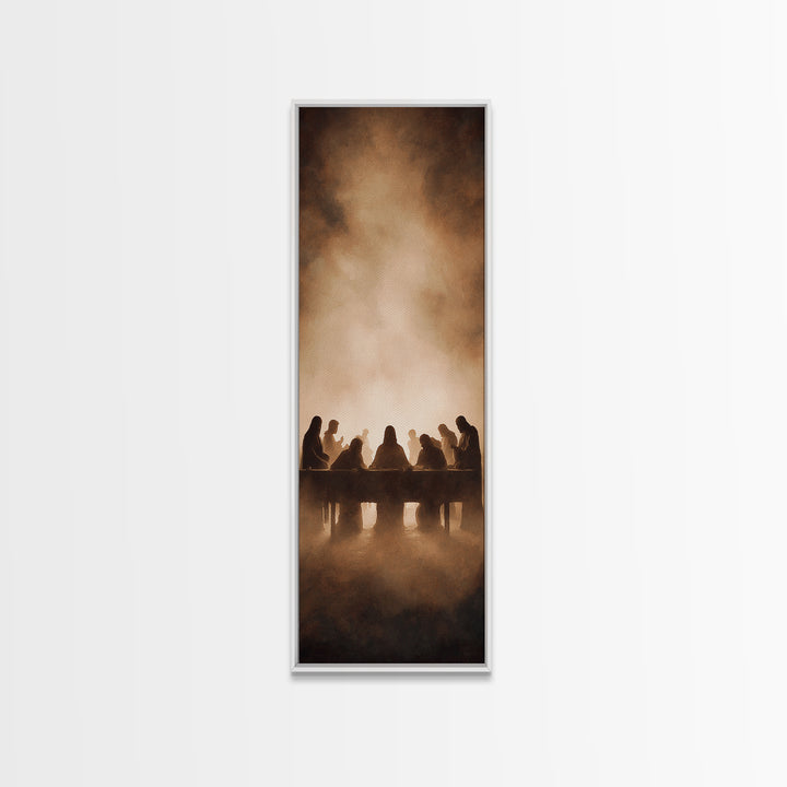 Radiant Supper Moment | Framed Canvas Print | Christian Wall Art | Christian Art Canvas | Jesus Painting | Tall Narrow Wall Art | Christian