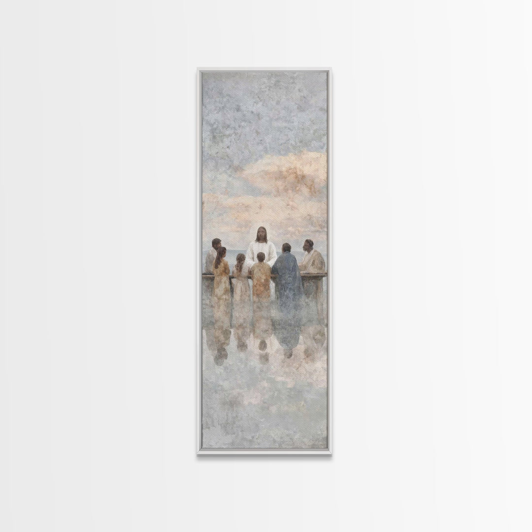 Communion In Shadow | Framed Canvas Print | Christian Art Canvas | Christian Wall Art | Jesus Painting | Skinny Art | Modern Christian Art