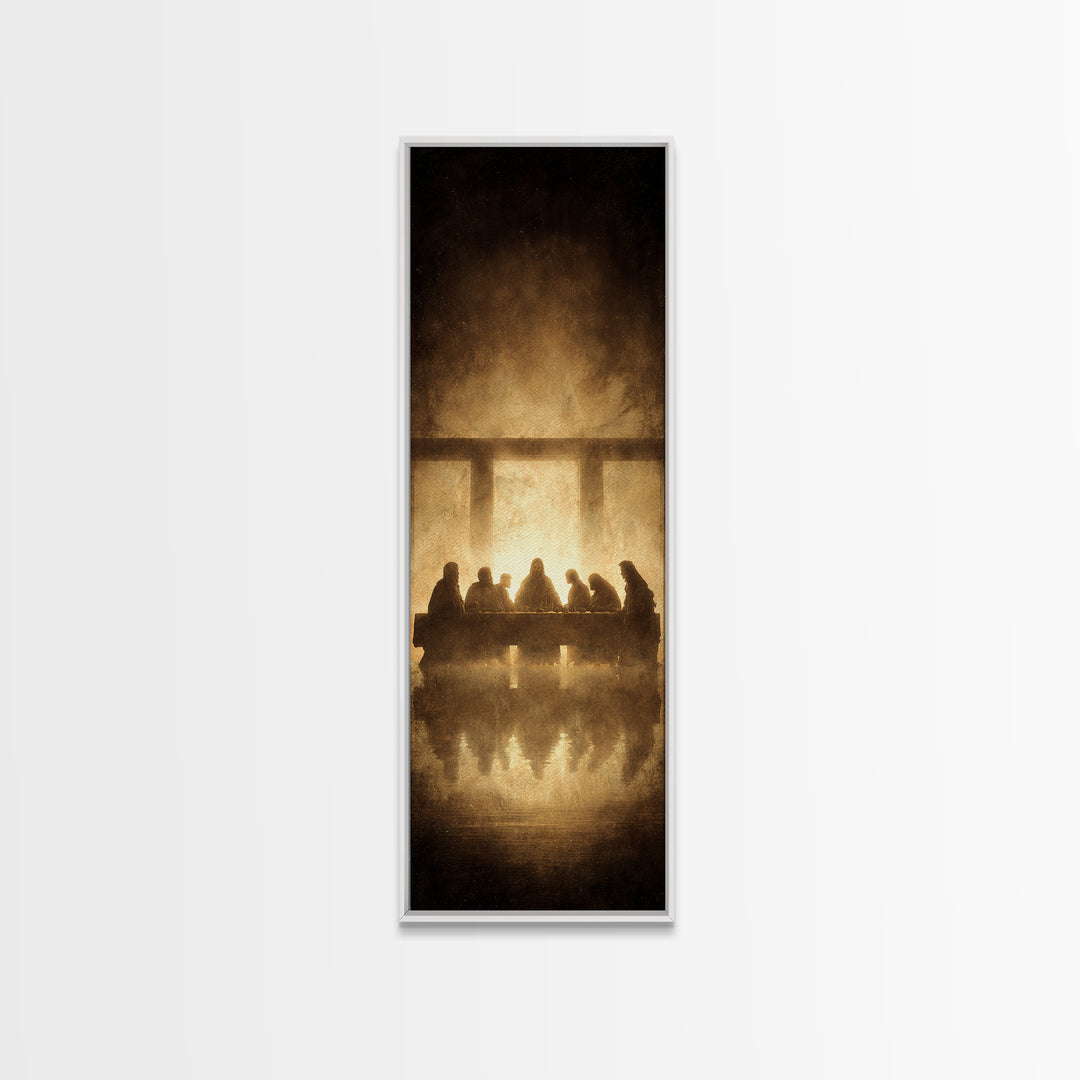 Sacred Last Supper | Framed Canvas Print | Christian Wall Art | Jesus Painting | Christian Art Canvas | Tall Narrow Wall Art