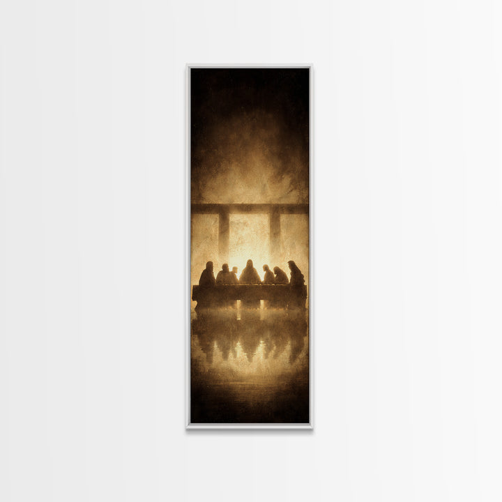 Sacred Last Supper | Framed Canvas Print | Christian Wall Art | Jesus Painting | Christian Art Canvas | Tall Narrow Wall Art