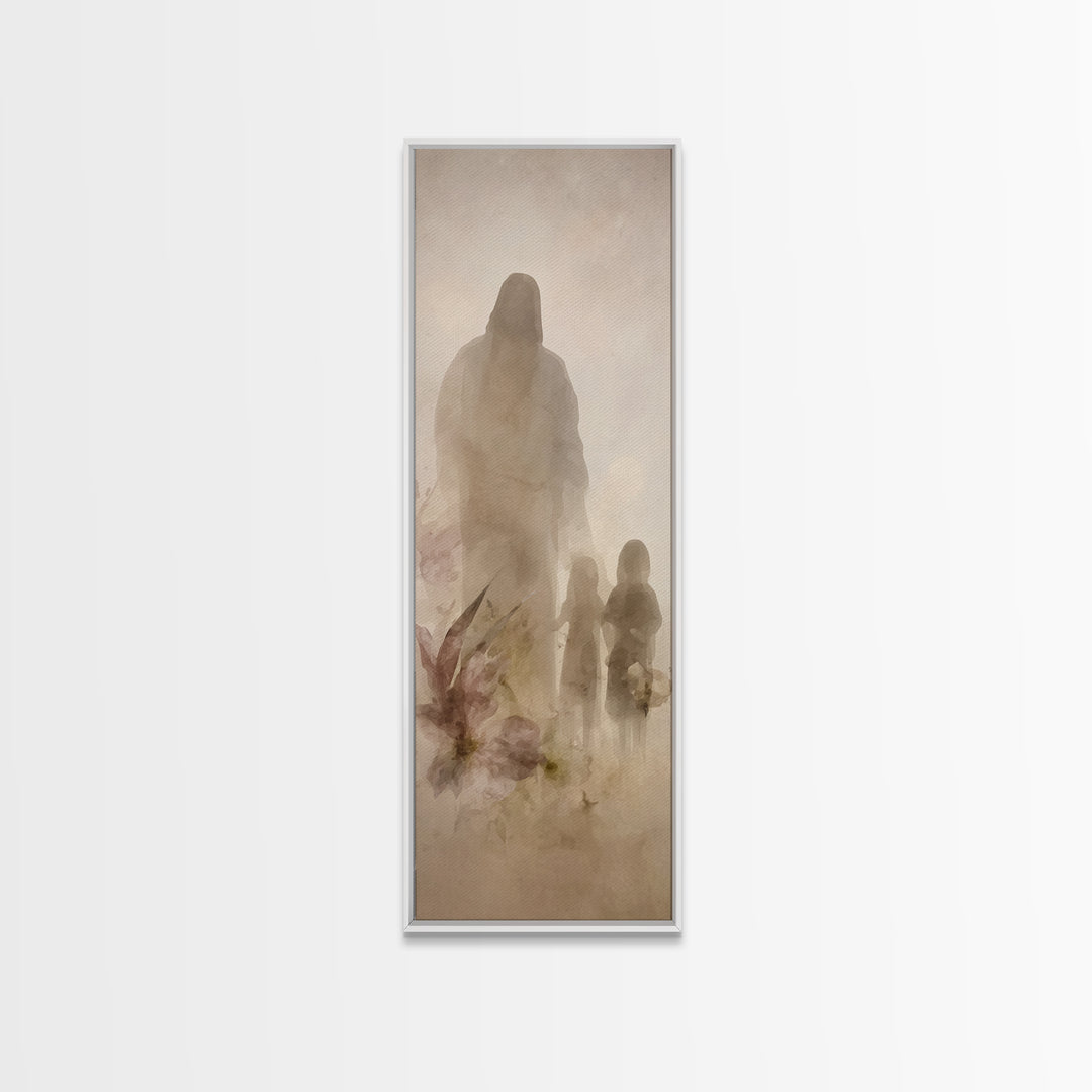 Heavenly Companions | Framed Canvas Print | Christian Wall Art | Christian Art Print | Jesus Painting | Tall Skinny Art Print