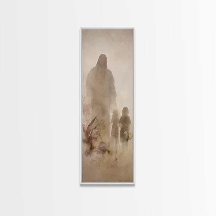 Heavenly Companions | Framed Canvas Print | Christian Wall Art | Christian Art Print | Jesus Painting | Tall Skinny Art Print