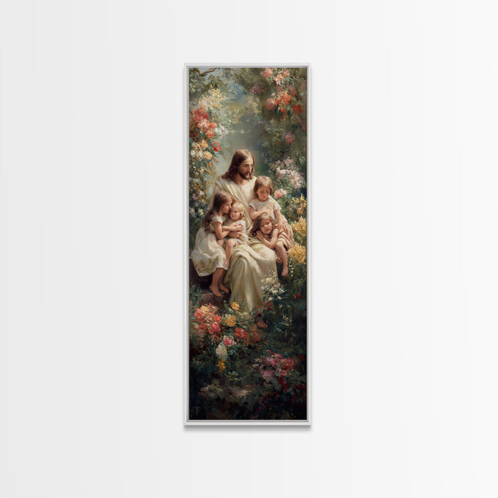 Gentle Shepherd Light | Framed Canvas Print | Christian Painting | Christian Art Canvas | Christian Wall Art | Narrow Art