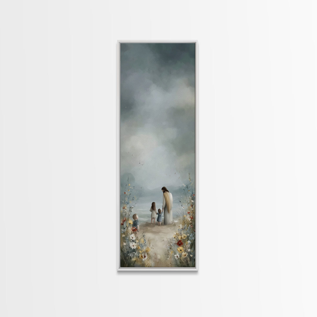 Children Of Grace | Framed Canvas Print | Jesus Painting | Christian Wall Art | Christian Art Canvas | Tall Narrow Wall Art