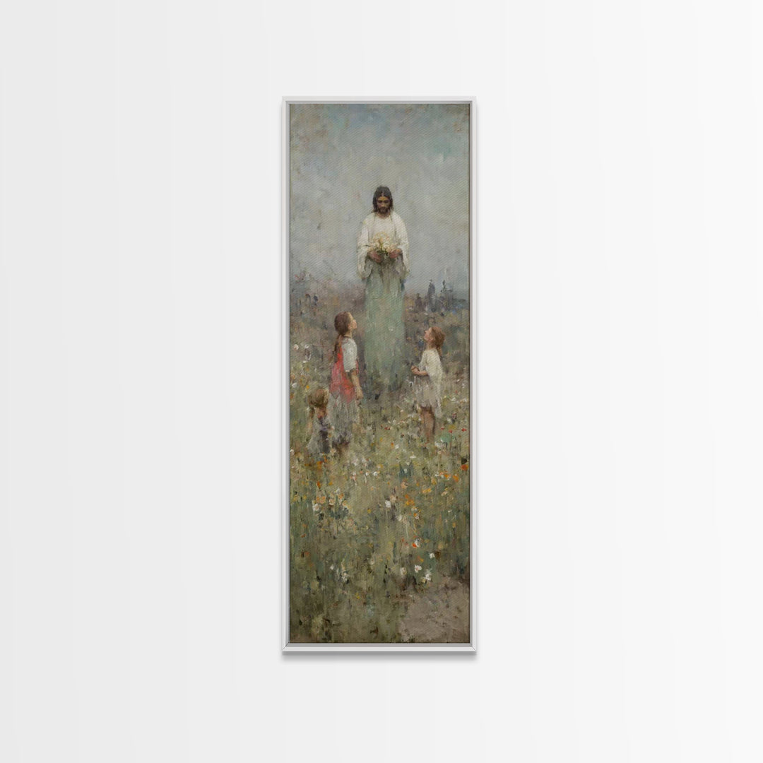 Fields Of Mercy | Framed Canvas Print | Christian Wall Art | Christian Art Canvas | Jesus Painting | Tall Skinny Art Print