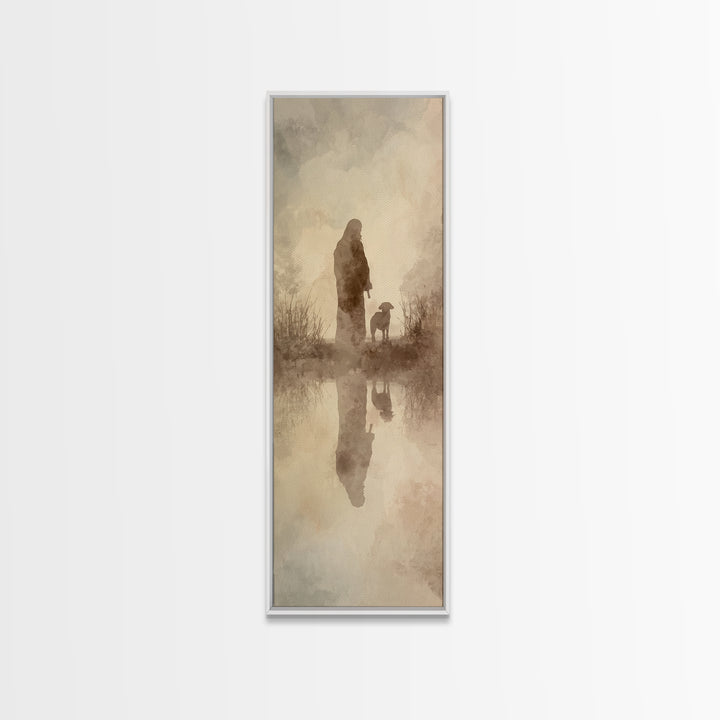 Guiding Shepherd Light – Framed Canvas Print – Christian Wall Art – Jesus Painting – Christian Art Canvas – Narrow Art – Christian Decor