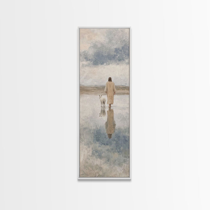 Shepherd’s Still Path – Framed Canvas Print – Christian Art Print – Jesus Painting – Christian Wall Art – Skinny Art – Modern Christian Art