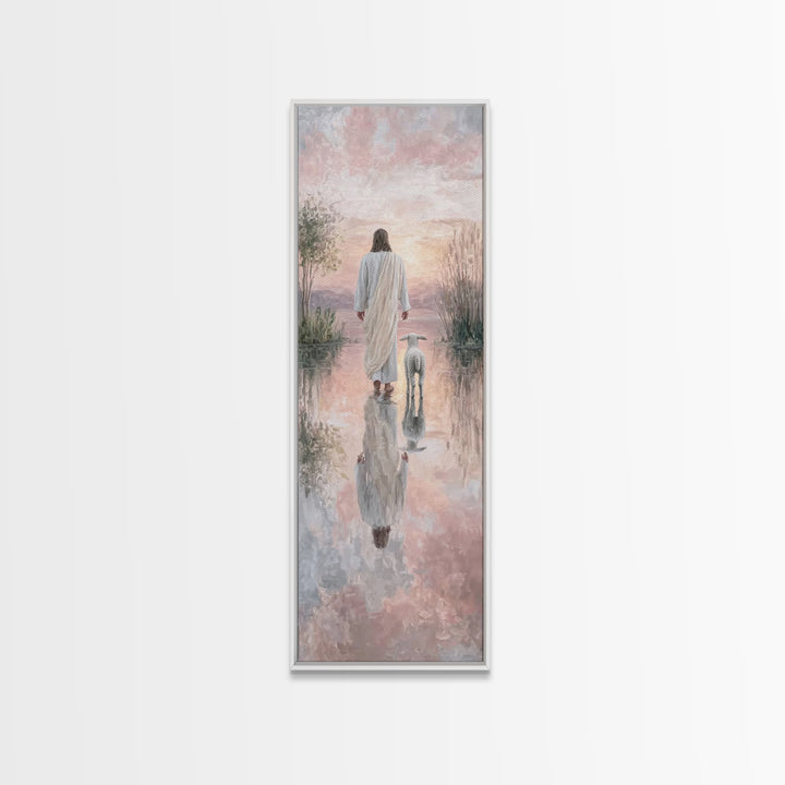 Twilight Shepherd Calm – Framed Canvas Print – Christian Wall Art – Jesus Painting – Christian Art Canvas – Skinny Art – Christian Gift