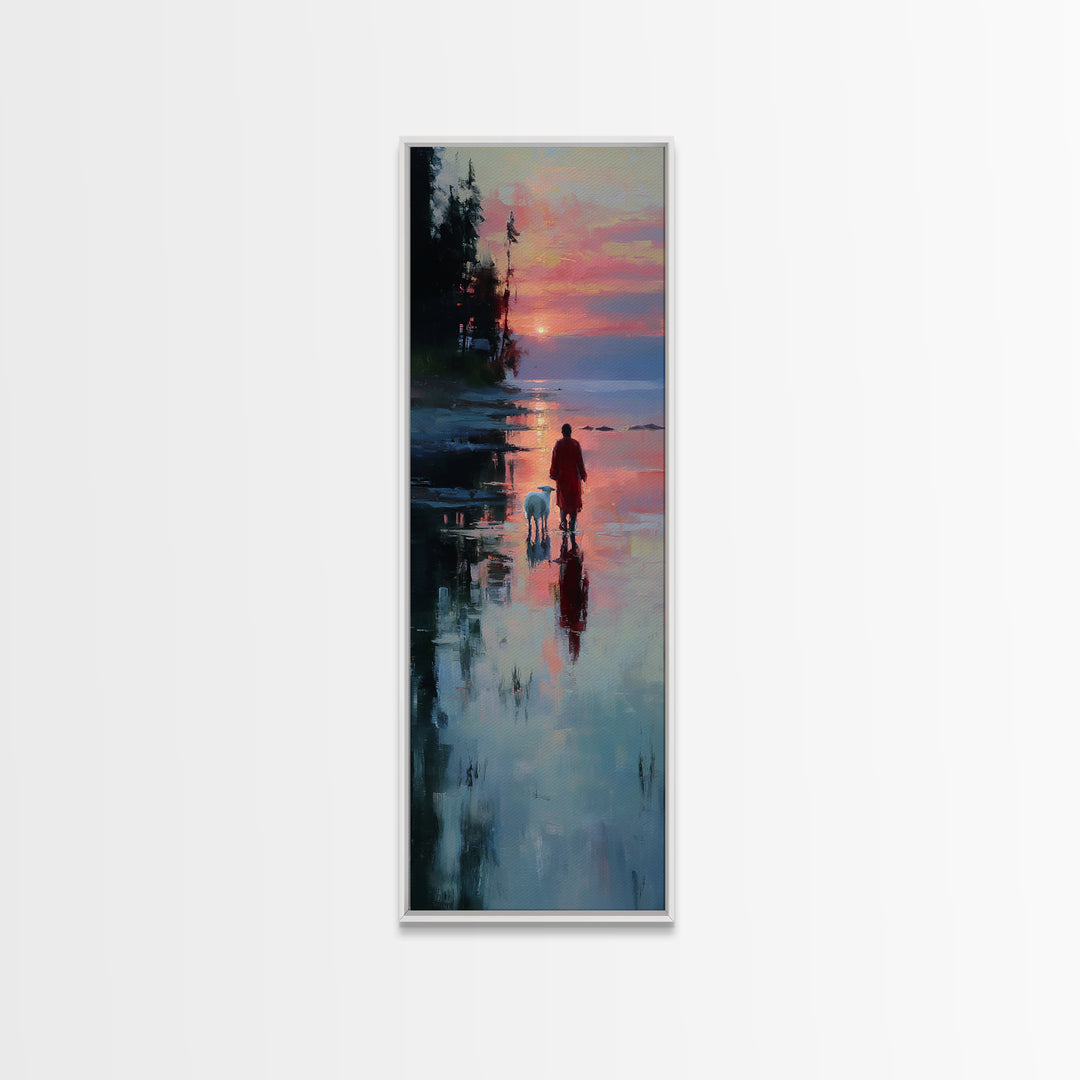 Starlit Holy Journey – Framed Canvas Print – Christian Christmas Art – Christian Wall Art – Christmas Art Canvas – Tall Skinny Art Print –