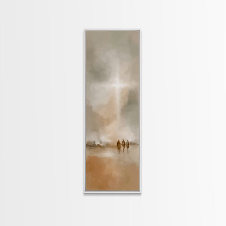 The Guiding Cross – Framed Canvas Print – Christian Wall Art – Christian Art Canvas – Christmas Art – Narrow Art – Christian Christmas Art
