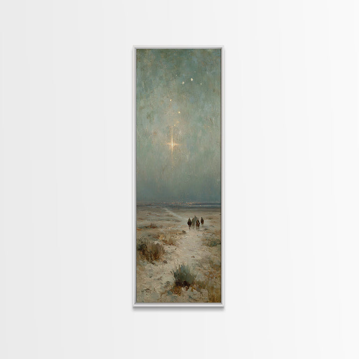 Bethlehem Star Path | Framed Canvas Print | Christmas Art | Christian Wall Art | Christian Art Canvas | Narrow Art | Christian Christmas De