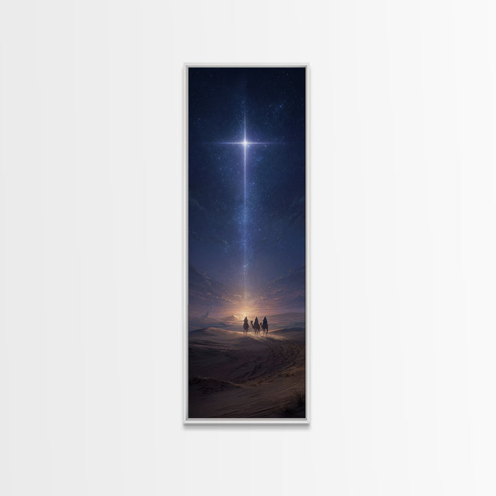 Cross Above The Sands, Framed Canvas Print, Christian Art Canvas, Christmas Art, Christian Wall Art, Skinny Art, Christian Christmas