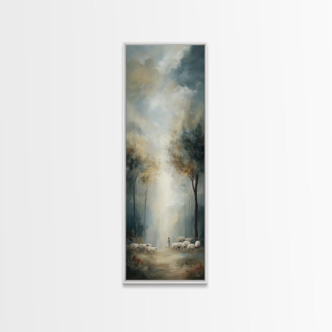 Forest Light Grace | Framed Canvas Print | Christian Art Canvas | Christian Wall Art | Christmas Art | Tall Narrow Wall Art | Christian Gif