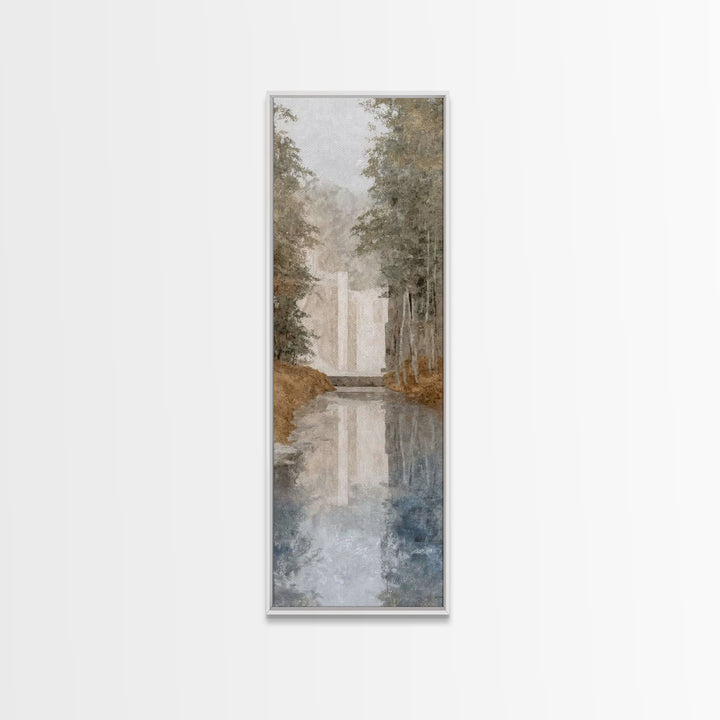 Misty Path Blessing – Framed Canvas Print – Christian Wall Art – Jesus Painting – Narrow Art – Christian Christmas Art
