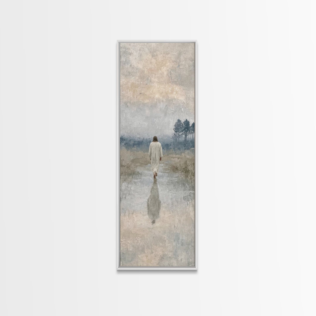Sacred Quiet Journey – Framed Canvas Print – Christian Art Canvas – Vintage Christian Art – Tall Skinny Art Print – Christian Christmas