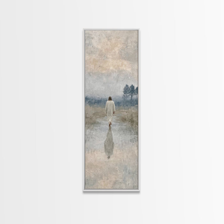 Sacred Quiet Journey – Framed Canvas Print – Christian Art Canvas – Vintage Christian Art – Tall Skinny Art Print – Christian Christmas