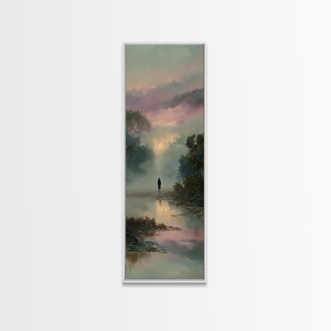 Meadow Of Stillness – Framed Canvas Print – Christian Wall Art – Christian Art Print – Narrow Art – Jesus Painting