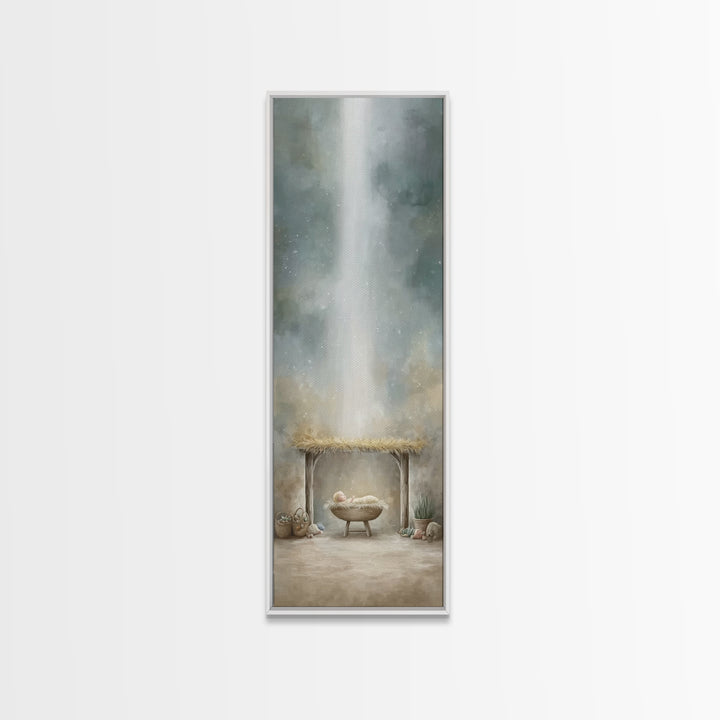 Radiant Stable Peace – Framed Canvas Print – Christian Art Canvas – Christian Wall Art – Jesus Painting – Christmas Art – Christian Decor –