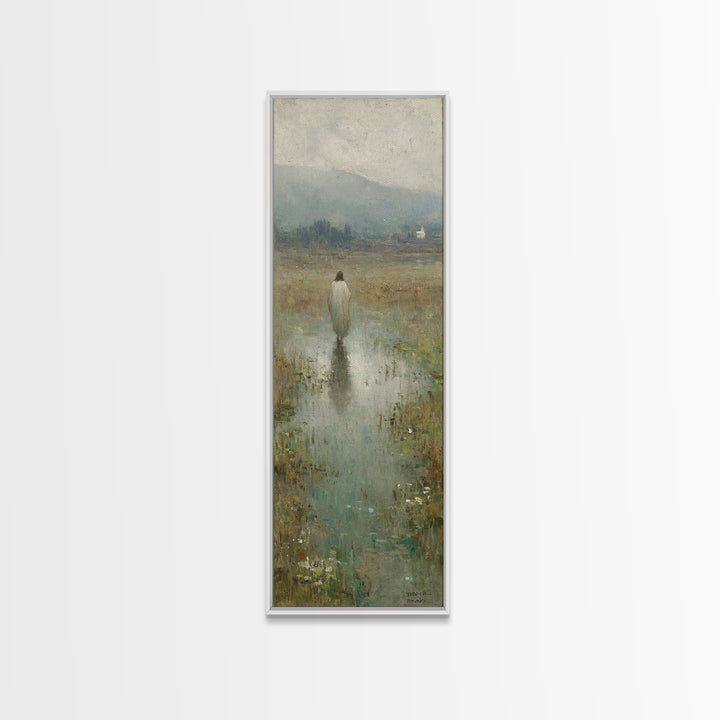 Pastoral Dawn Promise – Framed Canvas Print – Christian Art Canvas – Minimalist Christian Art – Skinny Art – Christian Christmas Art