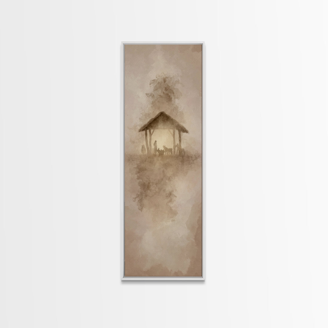 Humble Night Wonder | Framed Canvas Print | Christian Christmas Art | Christian Wall Art | Skinny Art | Jesus Christmas Art | Christian Art