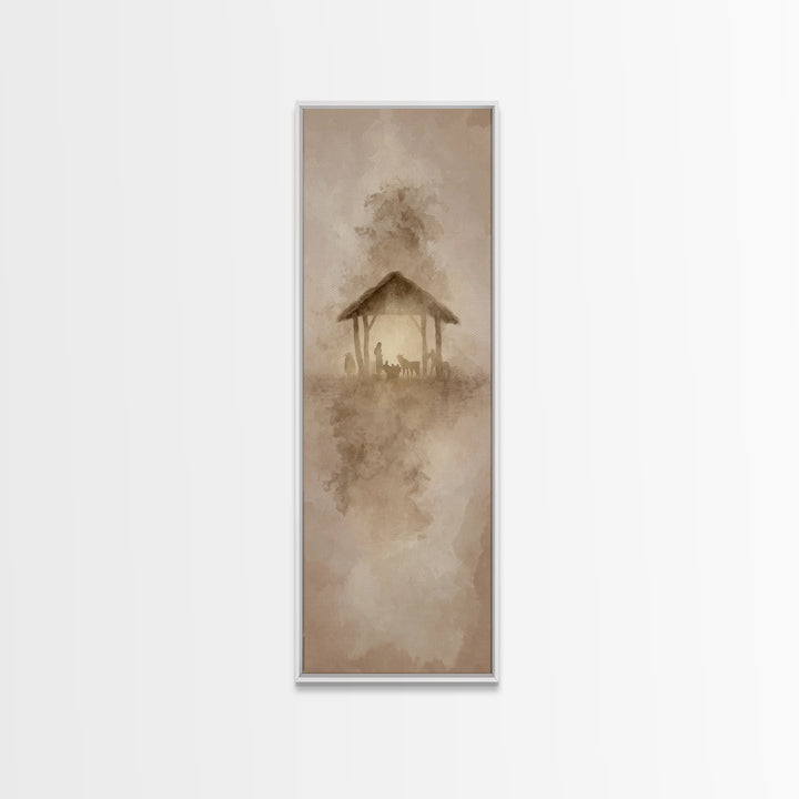 Humble Night Wonder | Framed Canvas Print | Christian Christmas Art | Christian Wall Art | Skinny Art | Jesus Christmas Art | Christian Art