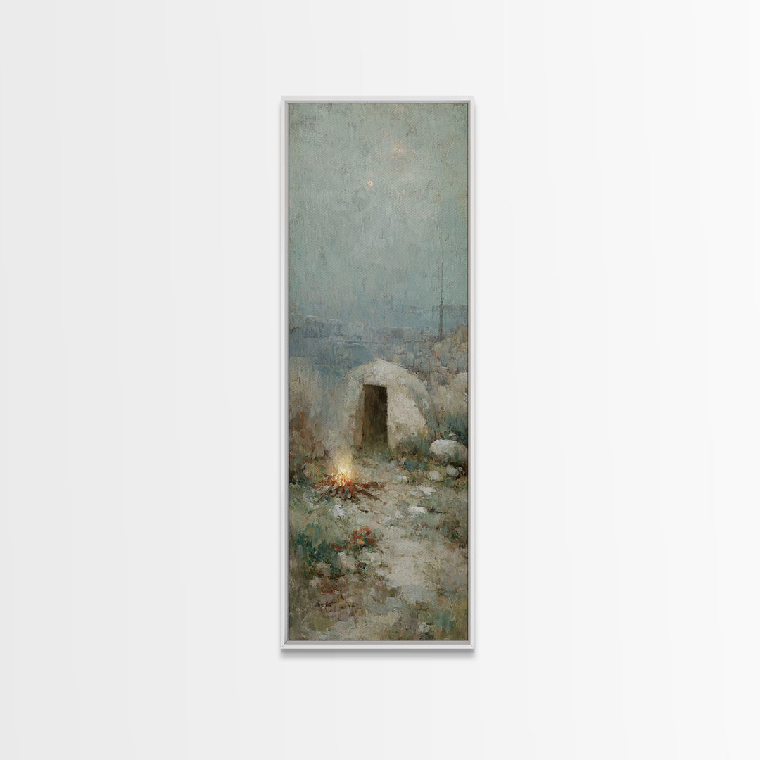 Shepherds’ Hearth Hope – Framed Canvas Print – Christian Art Canvas – Vintage Christian Art – Narrow Art – Christmas Art – Christian Wall A