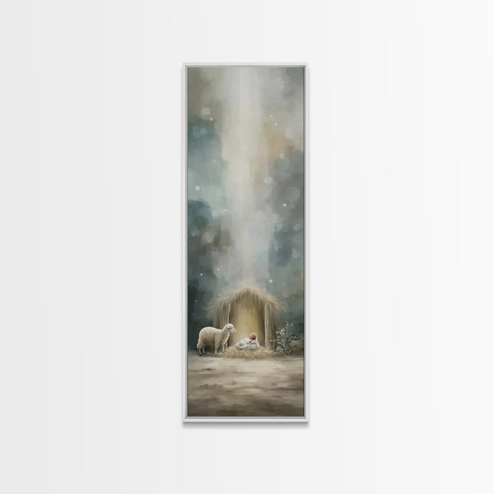 Heaven’s Child Bright – Framed Canvas Print – Christian Art – Jesus Christmas Art – Tall Skinny Art Print – Christmas Wall Art – Christian