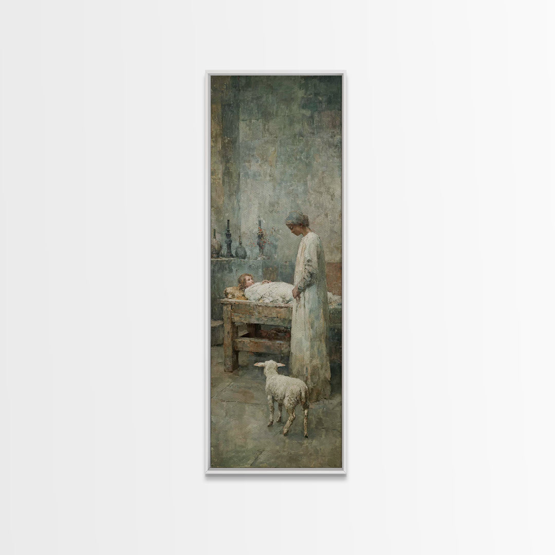 Quiet Mercy Table – Framed Canvas Print – Christian Wall Art – Christian Art Canvas – Jesus Painting – Tall Narrow Wall Art