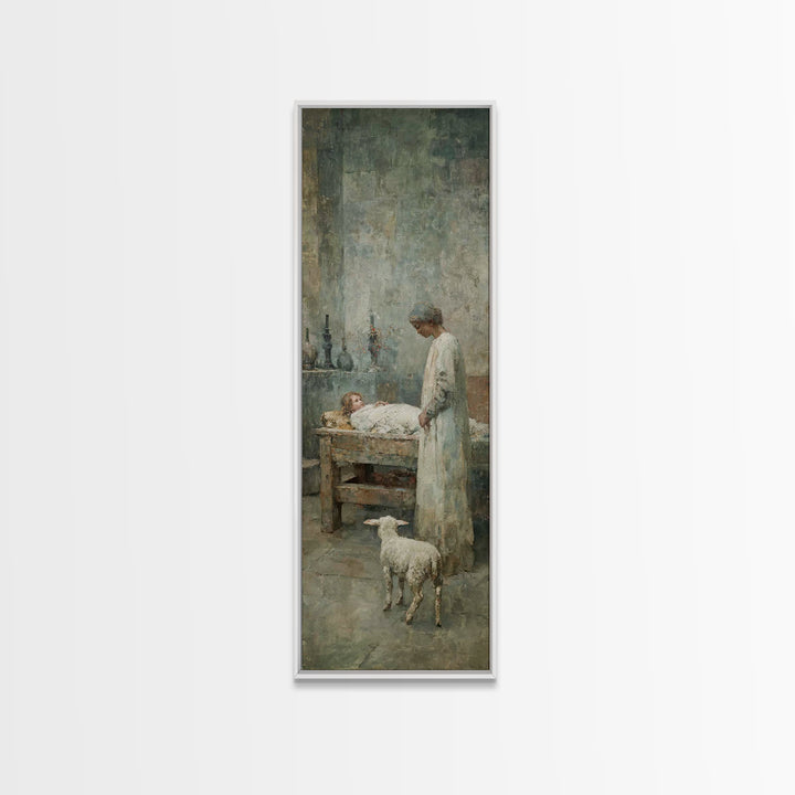 Quiet Mercy Table – Framed Canvas Print – Christian Wall Art – Christian Art Canvas – Jesus Painting – Tall Narrow Wall Art