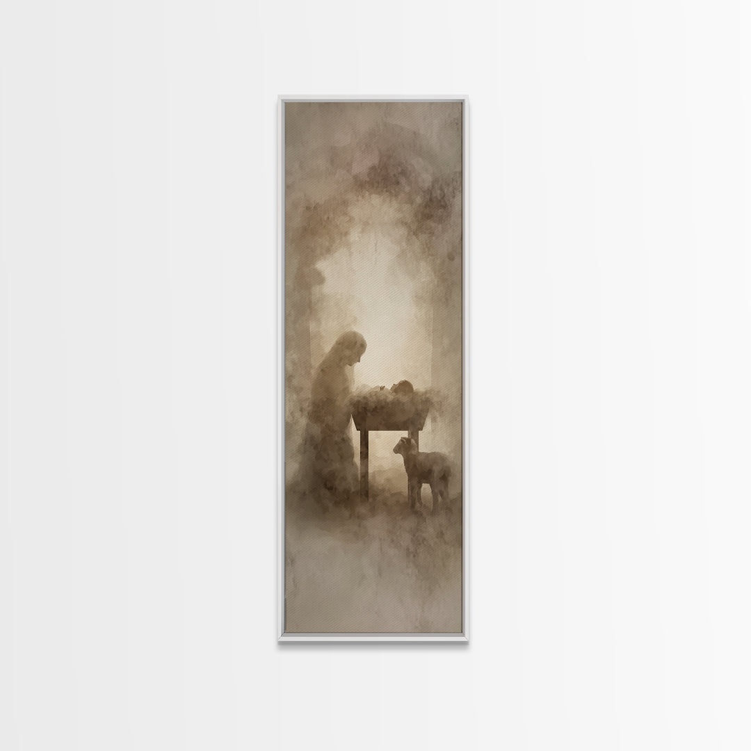 Sacred Shore Path – Framed Canvas Print – Christian Wall Art – Christian Art Canvas – Jesus Painting – Tall Narrow Wall Art