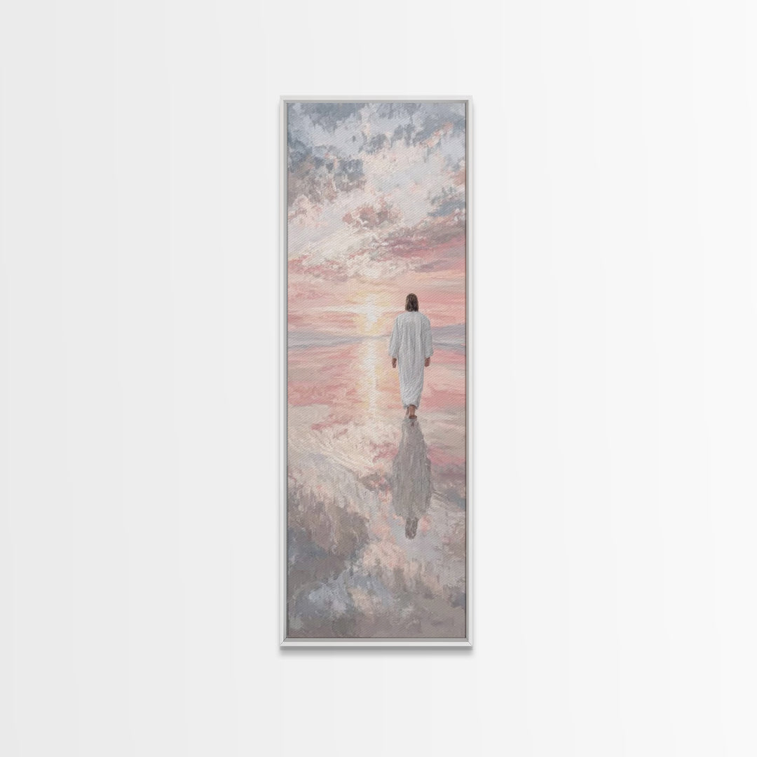 Still Waters Peace – Framed Canvas Print – Christian Wall Art – Christian Art Canvas – Jesus Painting – Tall Narrow Wall Art