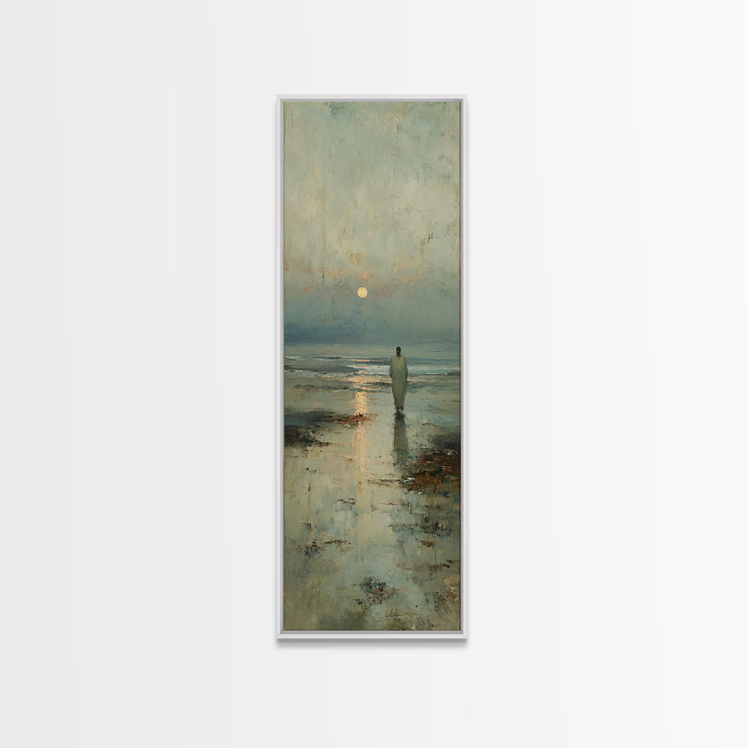 Celestial Dawn Walk – Framed Canvas Print – Christian Art Canvas – Christian Wall Art – Jesus Painting – Tall Narrow Wall Art