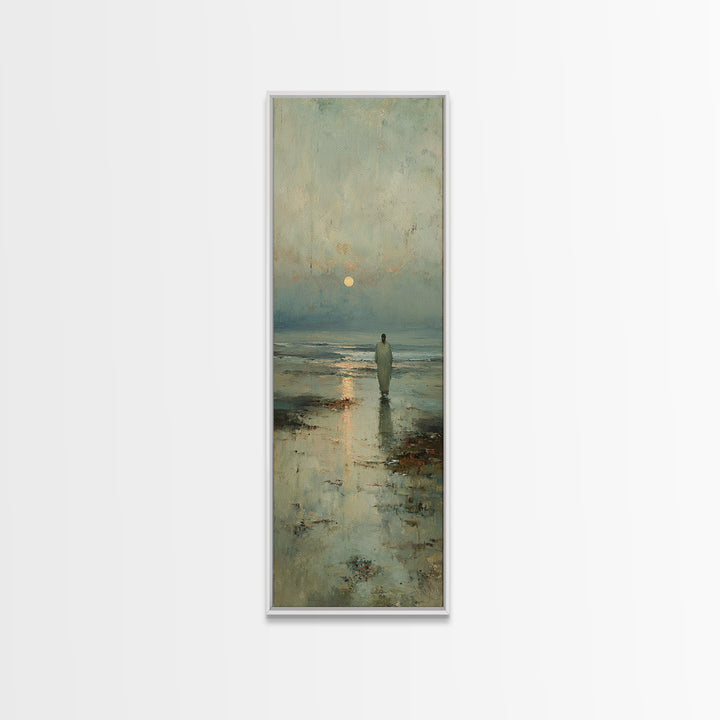 Celestial Dawn Walk – Framed Canvas Print – Christian Art Canvas – Christian Wall Art – Jesus Painting – Tall Narrow Wall Art