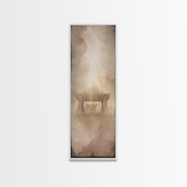 Shepherd’s Quiet Sign – Framed Canvas Print – Christian Christmas Art – Christmas Art – Christian Wall Art – Tall Narrow Wall Art