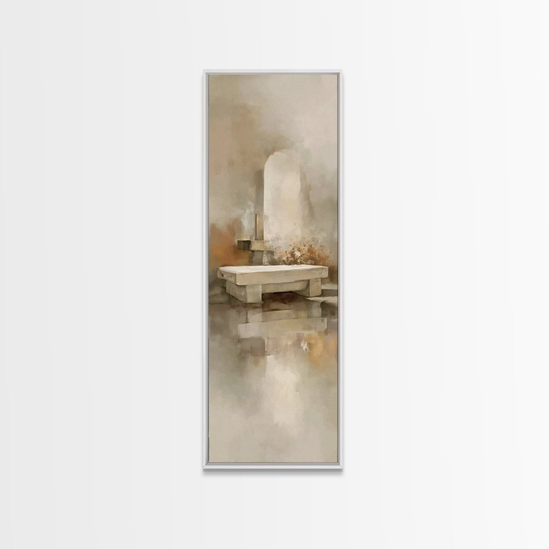 Empty Stone Hope – Framed Canvas Print – Christian Wall Art – Christian Art Canvas – Christian Painting – Narrow Art