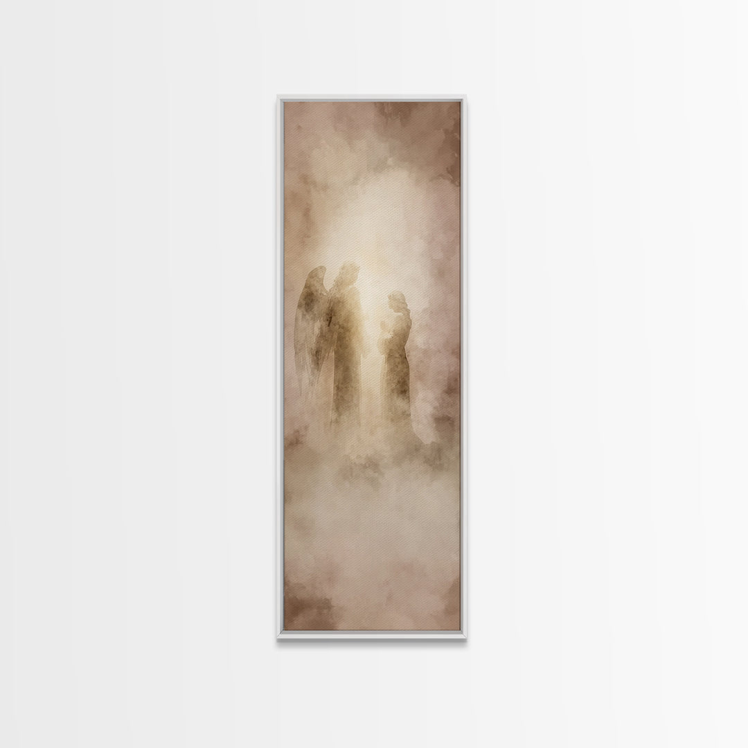 Heavenly Promise, Framed Canvas Print, Skinny Art, Christian Art Canvas, Christian Christmas Art, Jesus Painting, Modern Christian Art