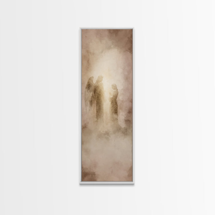Heavenly Promise, Framed Canvas Print, Skinny Art, Christian Art Canvas, Christian Christmas Art, Jesus Painting, Modern Christian Art