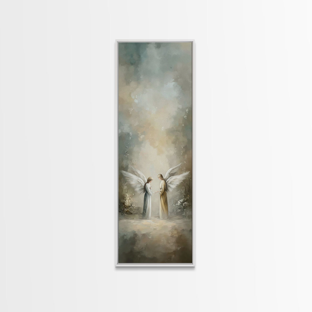 Angelic Dawn | Framed Canvas Print | Tall Skinny Art Print | Christian Wall Art | Christmas Art | Christian Art Canvas | Jesus Christmas Ar