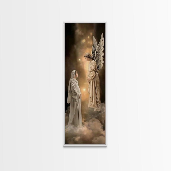 Sacred Encounter – Framed Canvas Print – Narrow Art – Christian Art – Christmas Art – Christian Art Canvas – Jesus Painting – Christian Dec