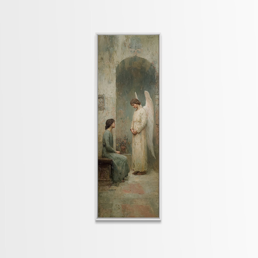 Celestial Peace, Framed Canvas Print, Tall Narrow Wall Art, Christian Christmas Art, Christian Art Canvas, Minimalist Christian Art, Jesus