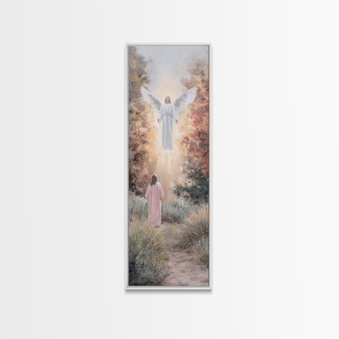 Blessed Messenger – Framed Canvas Print – Tall Skinny Art Print – Christian Art Canvas – Christian Christmas Art – Jesus Painting – Christi
