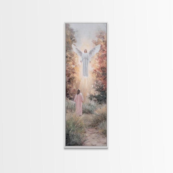 Blessed Messenger – Framed Canvas Print – Tall Skinny Art Print – Christian Art Canvas – Christian Christmas Art – Jesus Painting – Christi