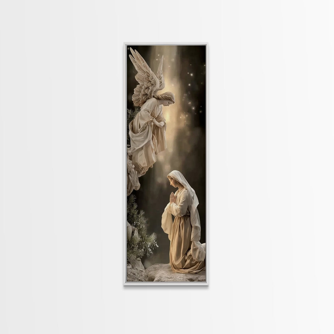 Divine Announcement, Framed Canvas Print, Narrow Art, Christian Art Canvas, Christian Wall Art, Christmas Art, Modern Christian Art