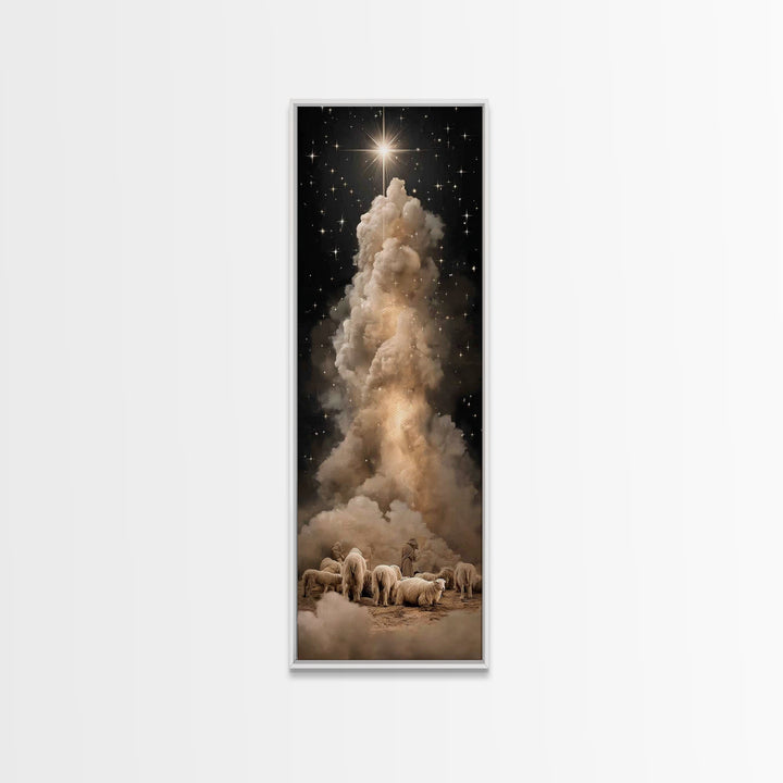 The Shepherds’ Star – Framed Canvas Print – Tall Narrow Wall Art – Christian Wall Art – Christian Art Canvas – Christmas Art – Jesus Painti